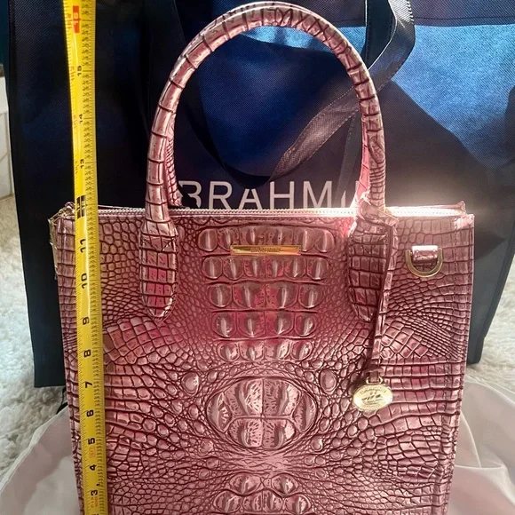 BRAHMIN LARGE Tote Bag Leather Caroline Mulberry Potion Melbourne Purse NWT - Picture 16 of 16